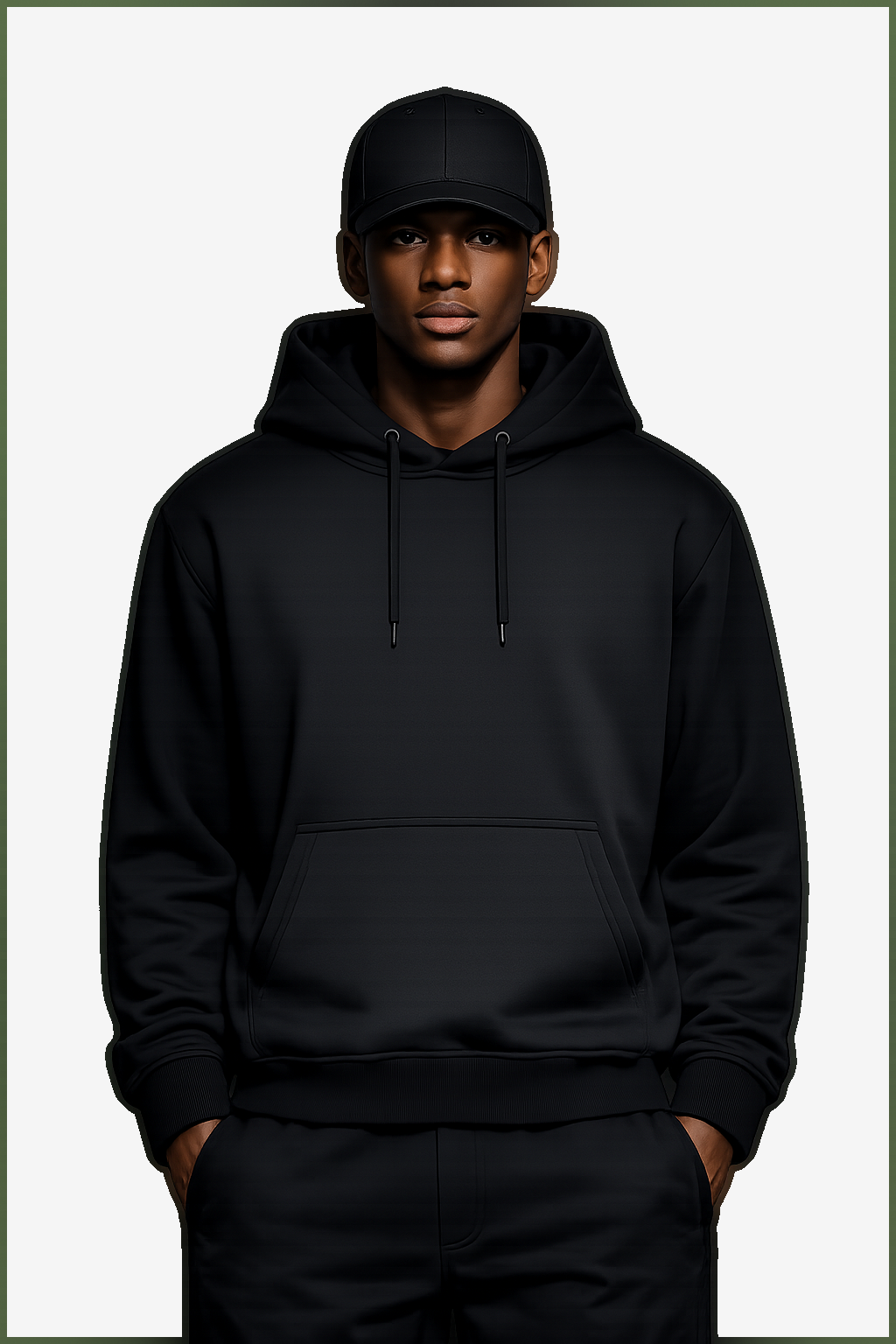 ALLBLACKOUT model wearing black hoodie